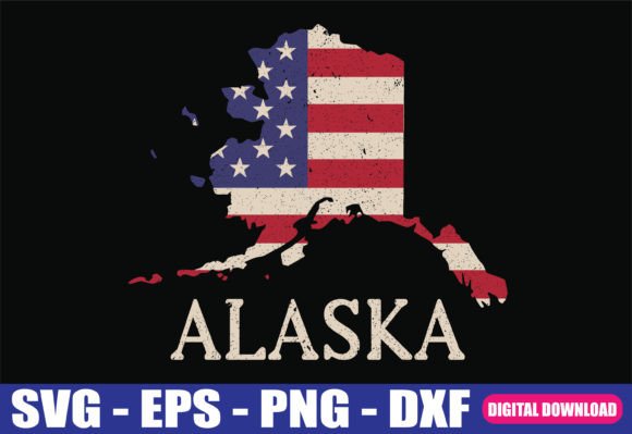 Alaska Map State American Flag Graphics for Crafts
