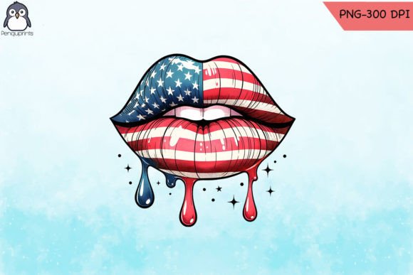 American Flag Lip Graphic for Crafts