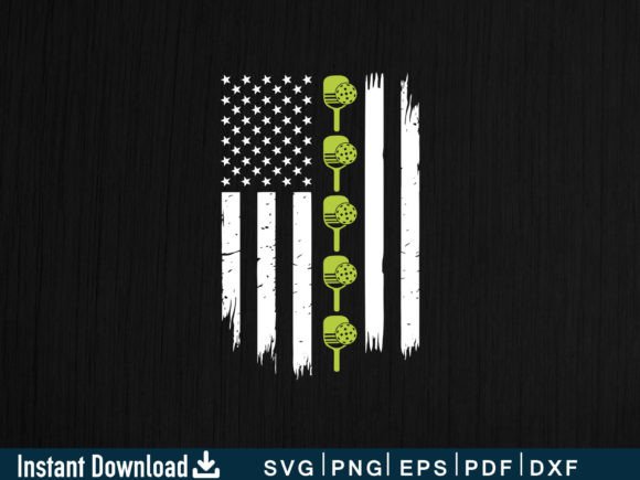 American Flag Pickleball Player Gift Graphics for Crafts
