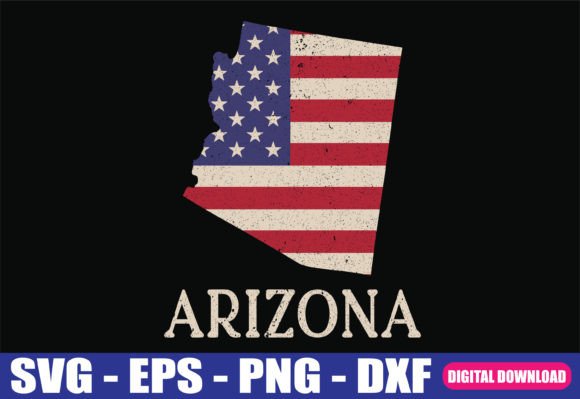 Arizona Map State American Flag SVG
