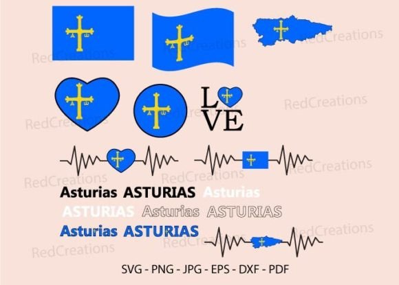 Asturias Flag Svg Bundle for Embroidery Projects