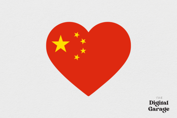 China Heart Flag Graphic Design Asset for Crafts and Digital Products