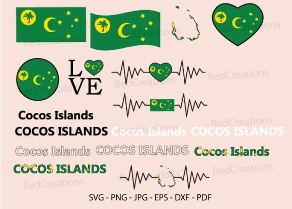 Cocos Keeling Islands Flag Bundle Svg for Crafts and Graphics