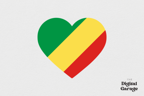 Congo, Republic of Heart Flag SVG PNG for Crafts and Graphics