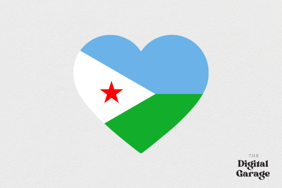 Djibouti Heart Flag Graphic for Crafts and Branding