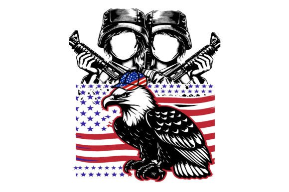 Eagle Patriotic USA Flag and Soldier Graphics for Crafts