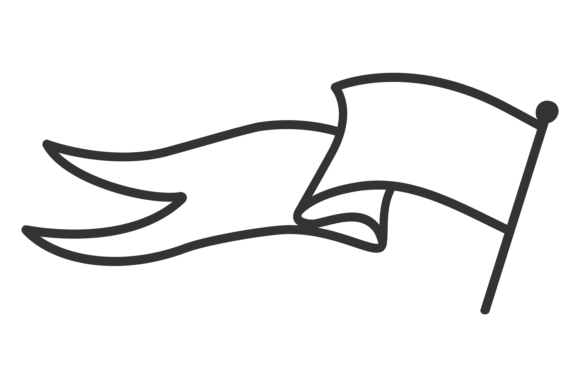 Flag Waving on Wind Line Icon for Local Business Graphics