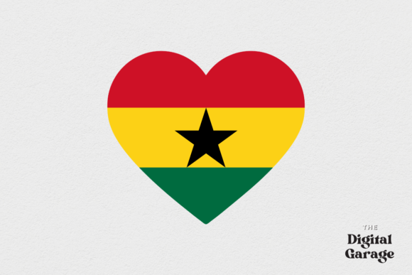 Ghana Heart Flag Graphic Design Asset for Crafts and Graphics