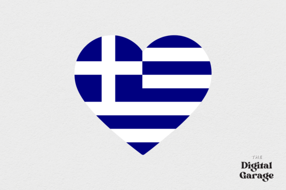 Greece Flag Heart SVG PNG for Graphics and Crafts