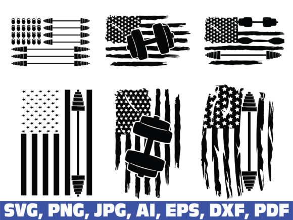 Gym Barbell Flag Graphics for Crafts