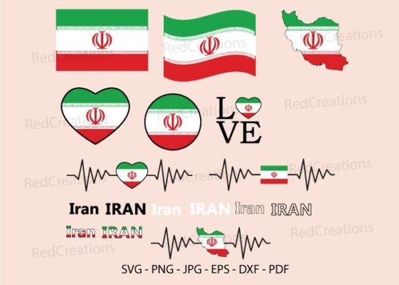 Iran Flag Svg Bundle for Crafts and Graphics