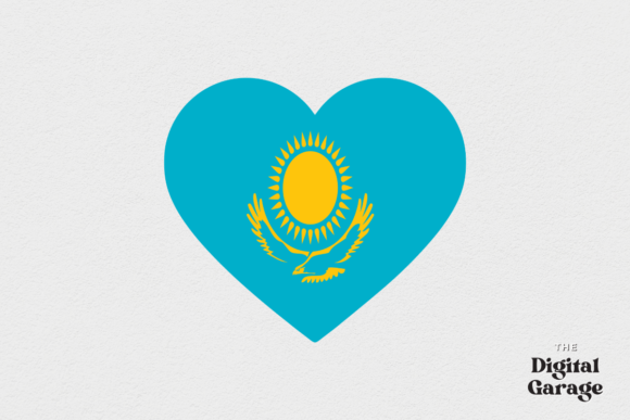 Kazakhstan Heart Flag Graphic for Crafts and Digital Products
