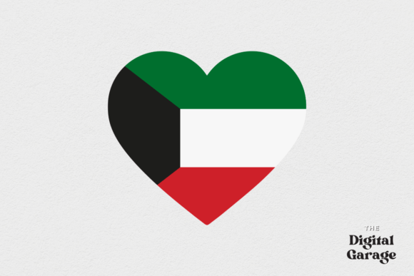Kuwait Heart Flag SVG PNG for Graphics and Crafts