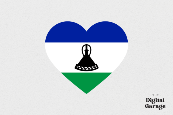 Lesotho Heart Flag SVG PNG for Graphics and Crafts