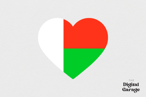Madagascar Heart Flag Graphic Design Asset for Crafts and Graphics