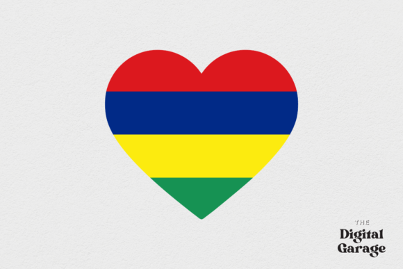 Mauritius Heart Flag Graphics for Crafts and Branding