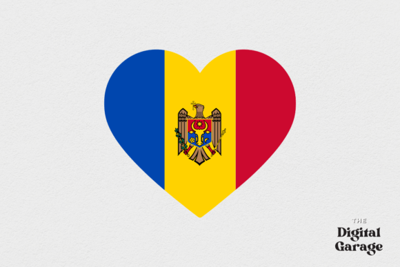 Moldova Flag Heart SVG PNG for Crafts and Graphics