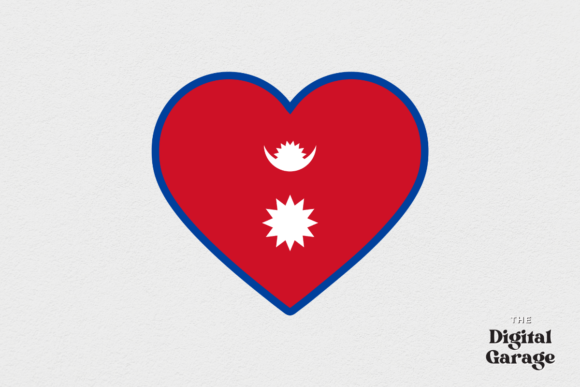 Nepal Heart Flag Graphic for Crafts and Marketing