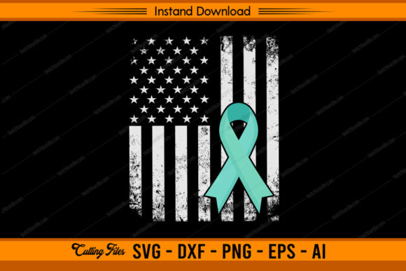 Ovarian Cancer Awareness with US Flag Graphics