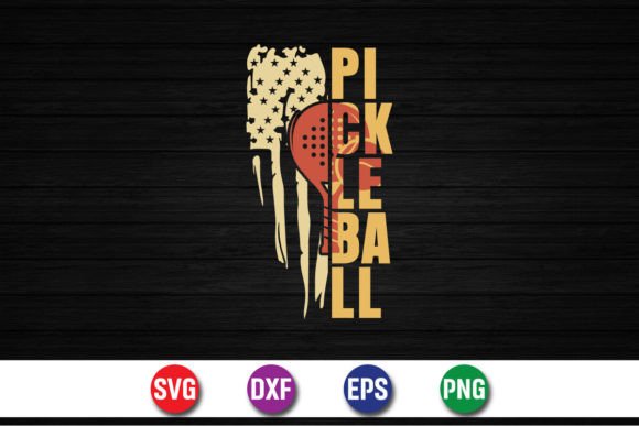 Pickleball Game American Flag Graphics for Crafts