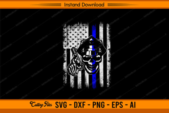 Police With American Flag Graphics for Crafts