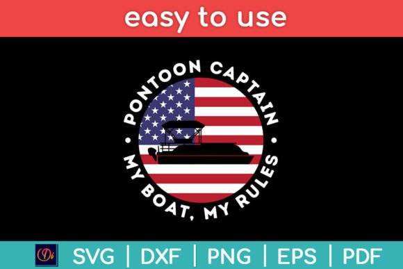 Pontoon Captain Us Flag 4th of July Graphics for Crafts