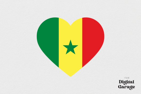 Senegal Heart Flag SVG PNG for Crafts and Graphics