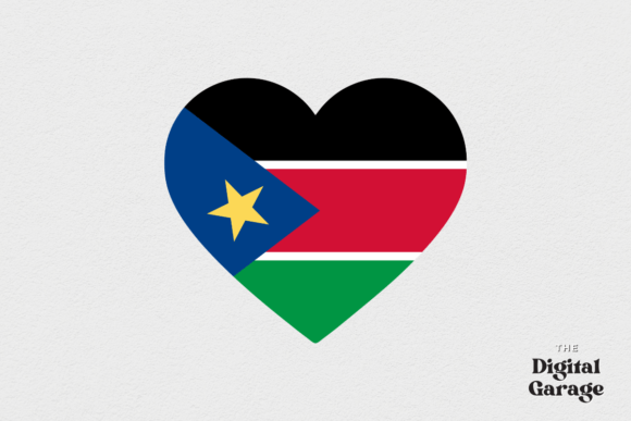 South Sudan Heart Flag Graphics for Crafts