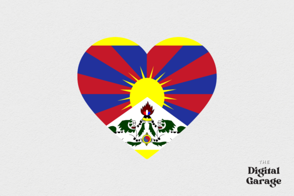 Tibet Heart Flag SVG PNG for Crafts and Graphics