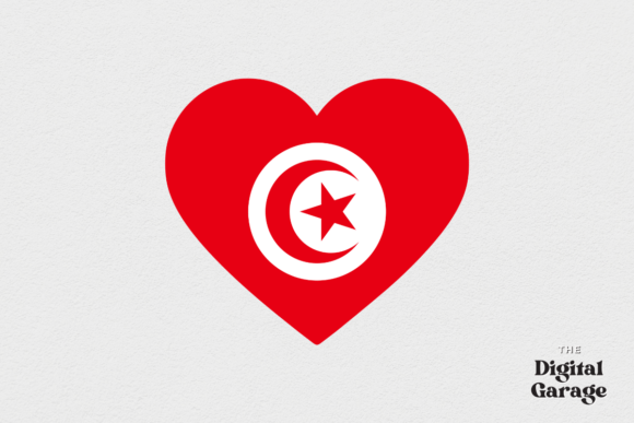 Tunisia Heart Flag Graphic Design Asset for Blogs and Crafts