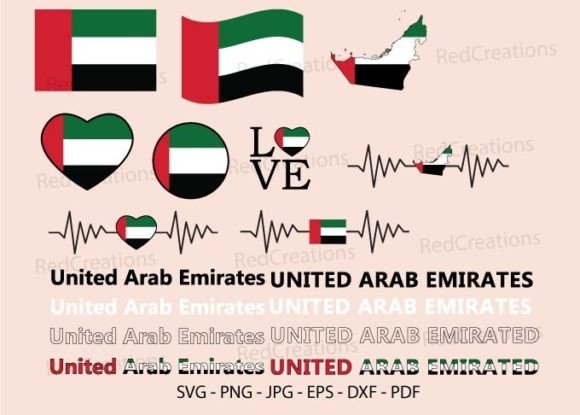 United Arab Emirates Flag Bundle Svg for Crafts and Graphics