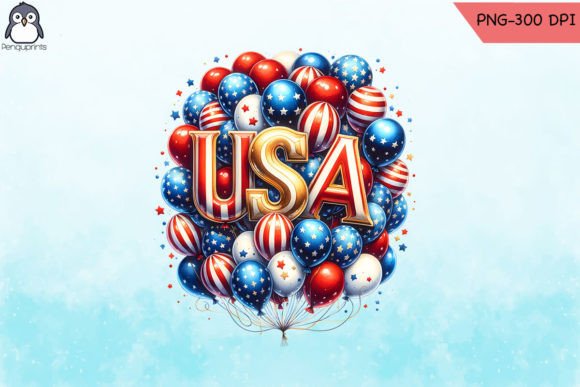 USA Balloon Flag Graphics for Crafts