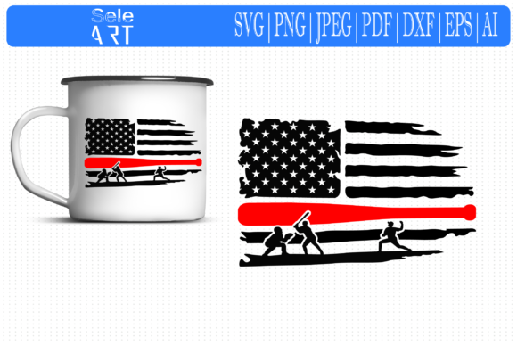 USA Baseball Flag Graphics for Crafts and Digital Products