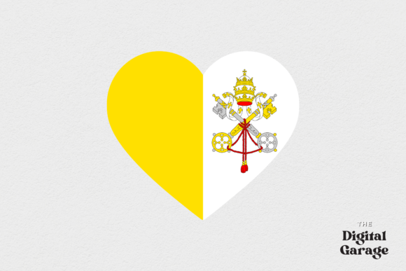 Vatican City Flag Heart Graphic for Crafts and Graphics
